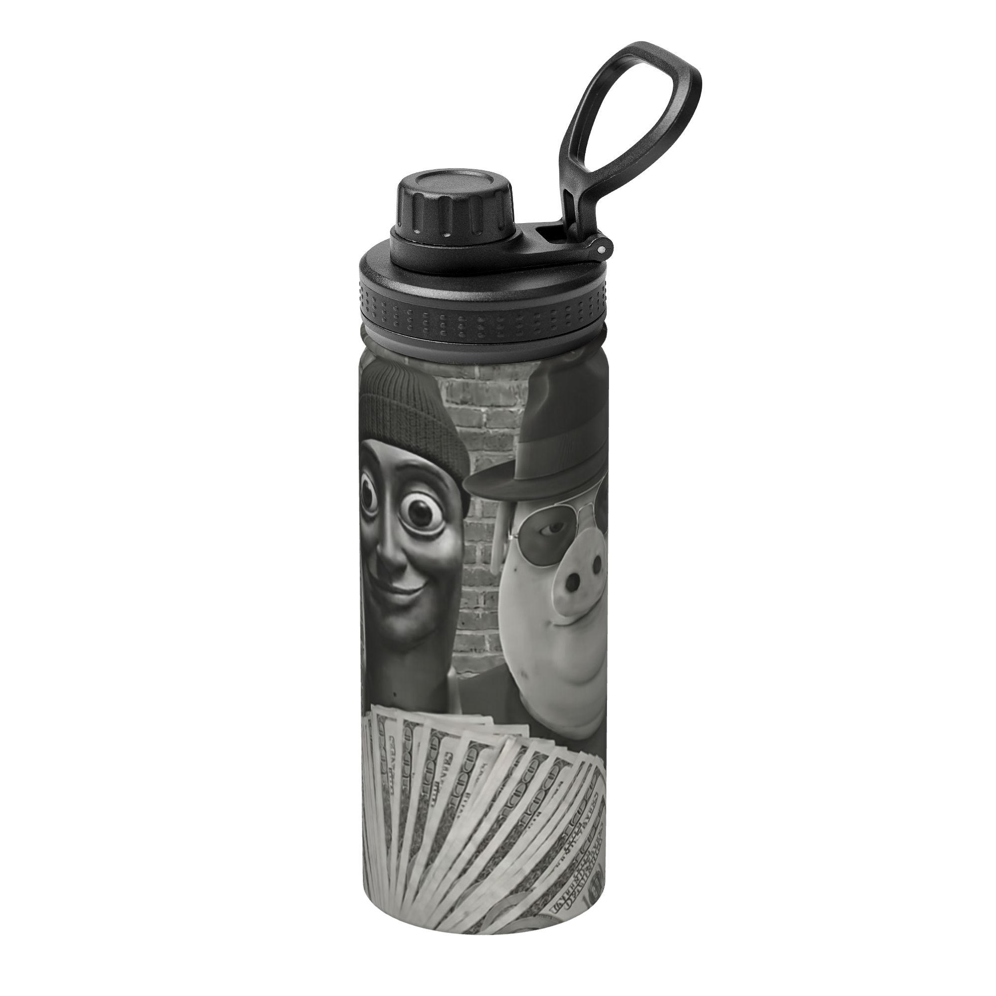 Sports Water Bottle Insulated - John Pork Tung Tung Sahur Brainrot