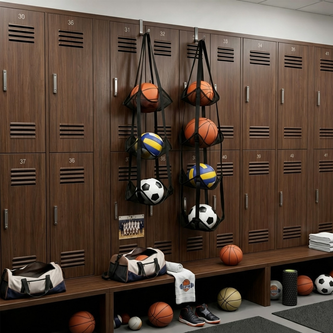 Sports Equipment Organizer - Heavy-Duty Ball Storage Hanging Bag No-Drill