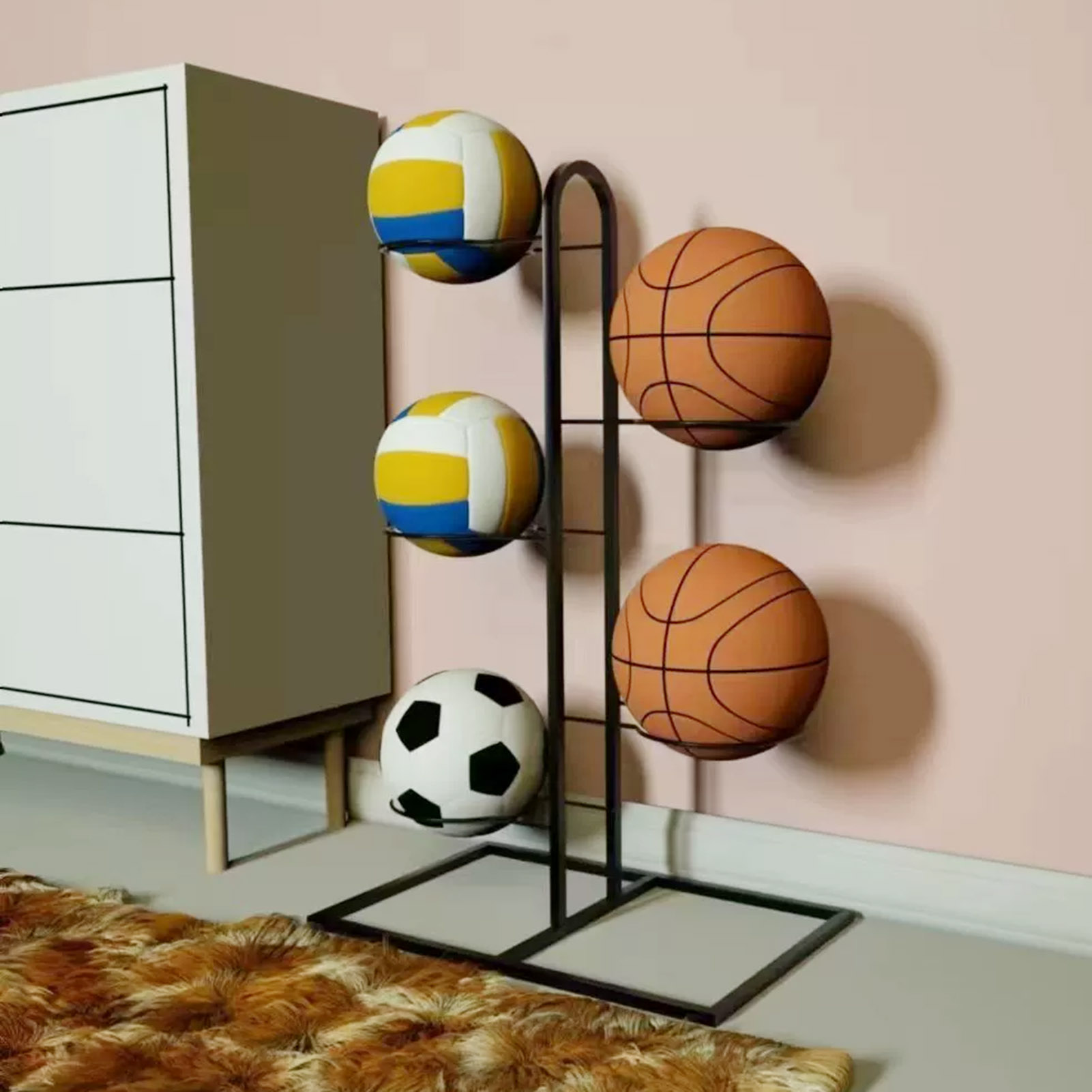 Foldable Basketball Rack Multi - Sports Equipment Holder ulasan dan harga