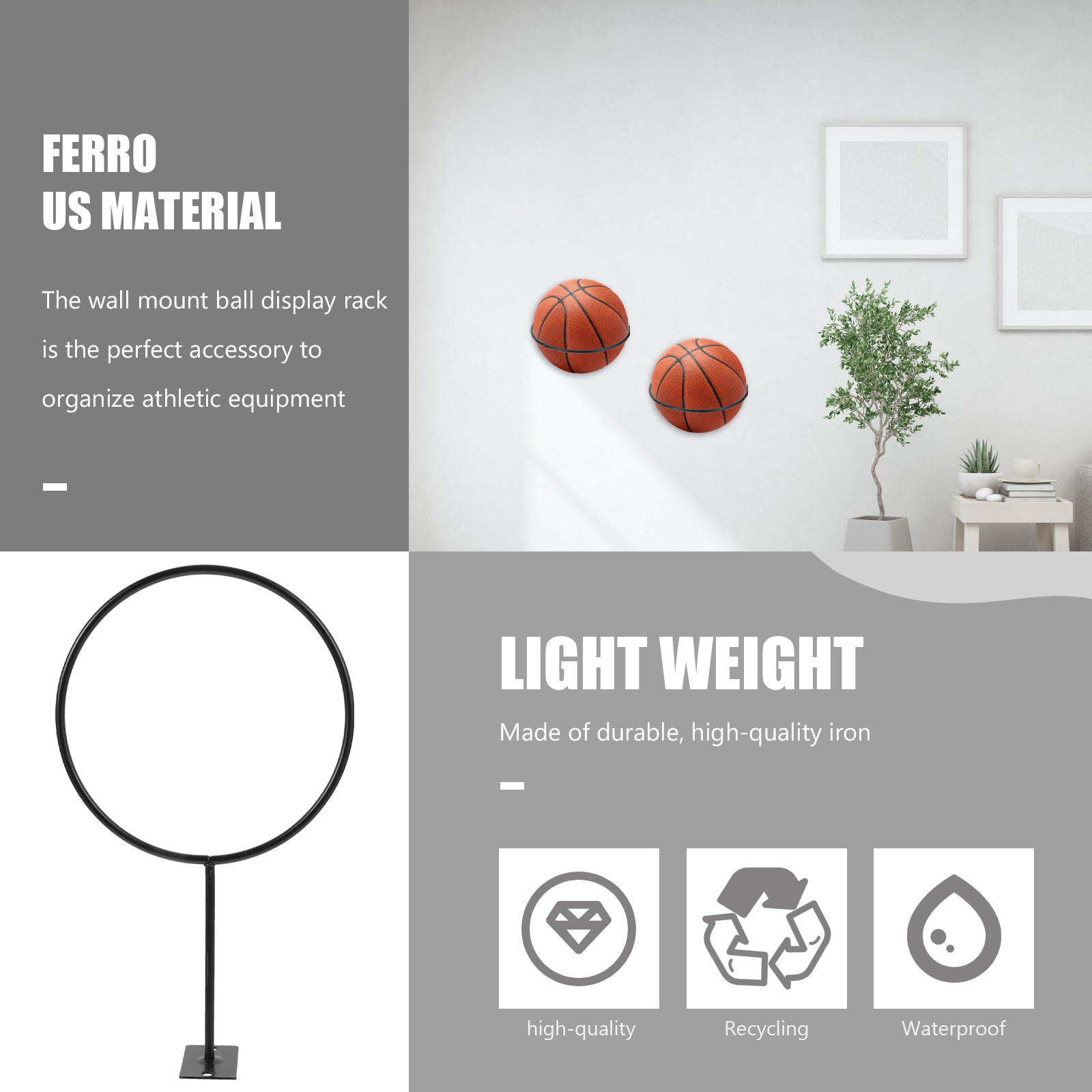 5Pcs Heavy Duty Iron Ball Rack - Sports Equipment Holder ulasan dan harga